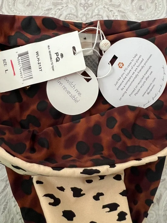 PQ Swim Reversible Wild Heart Tie Teeny Bikini Bottom Size L - Picture 7 of 10